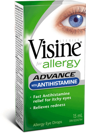 VISINE Advance with Antihistamine Allergy Eye Drops, 15 mL