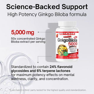 Nutridom Ginkgo Biloba 100mg (5,000mg QCE)(120 Capsules)